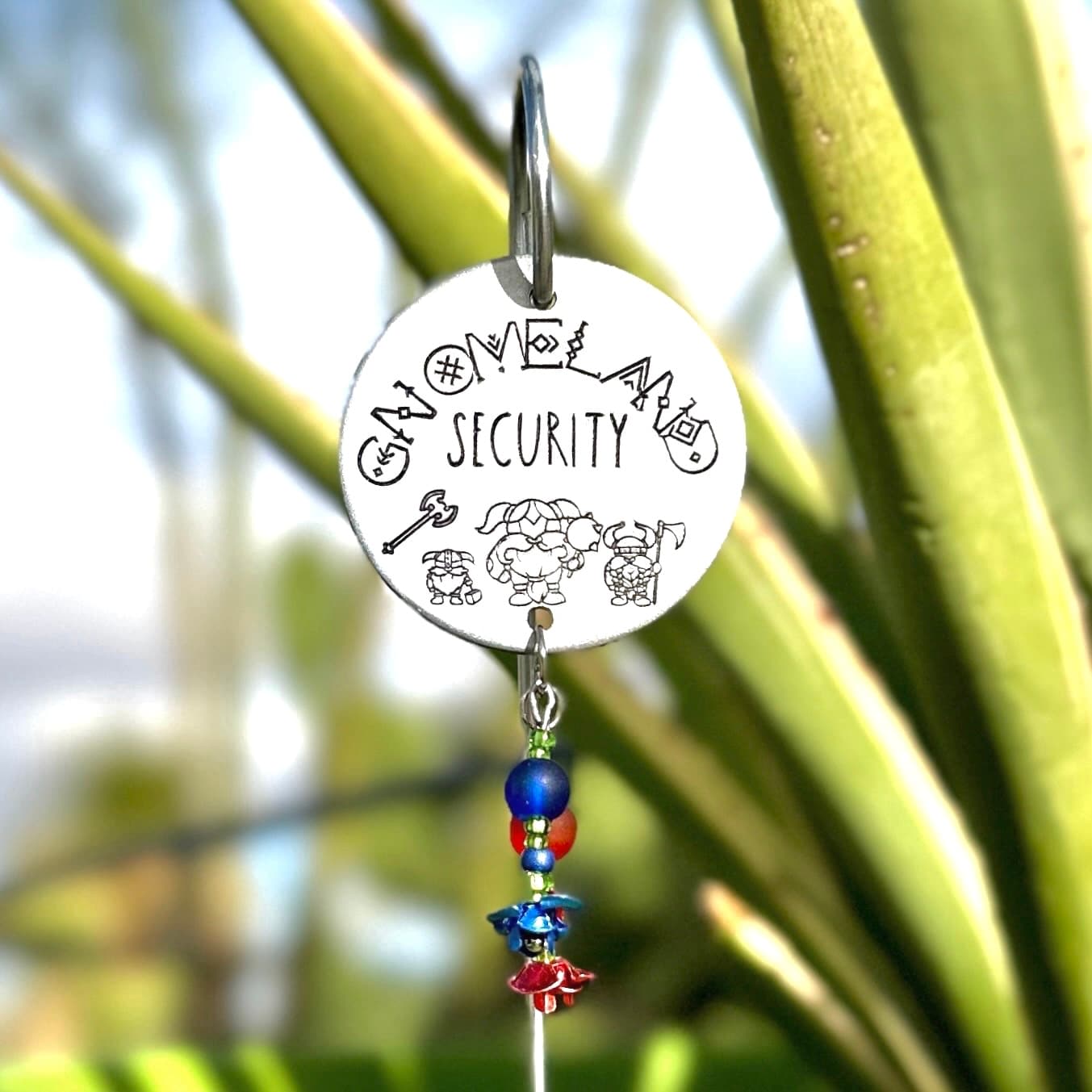 "Gnomeland Security" Garden Art โ Hand-Stamped Aluminum