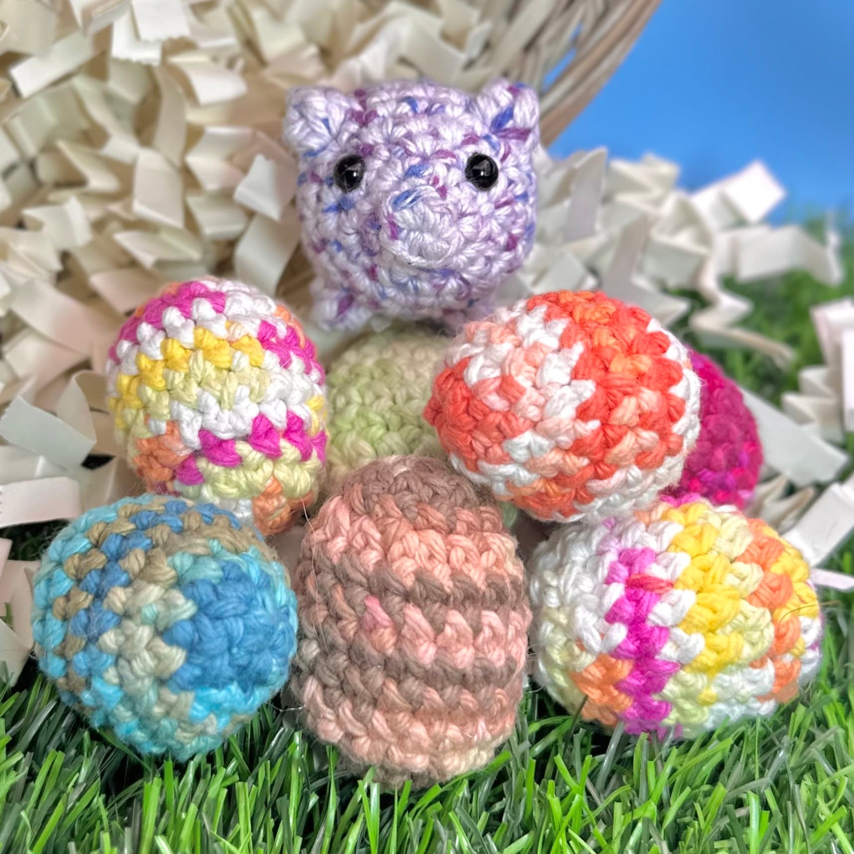 7 Crocheggs with Lilac Pal โ Hand-Crocheted Pals